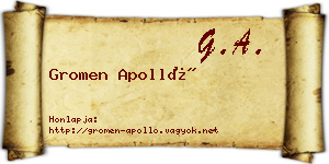 Gromen Apolló névjegykártya